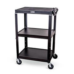Adjustable-Height Steel Utility Cart - Black