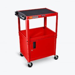 Red 42" Adj Height Cart w/ Cabinet