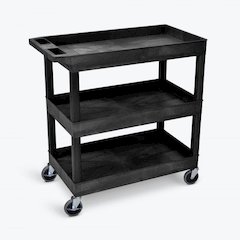 High Capacity 3 Tub Shelves Cart in Black