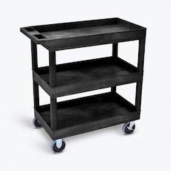 HD High Capacity 3 Tub Shelves Cart in Black