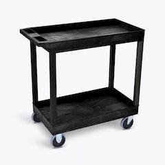 High Capacity 2 Tub Shelves Cart in Black