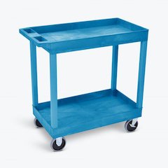 High Capacity 2 Tub Shelves Cart in Blue