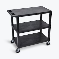 Black EC222-B 18x32 Cart 3 Flat Shelves