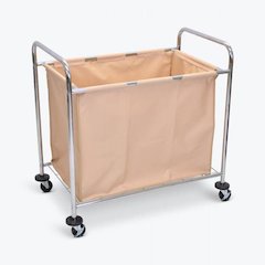Laundry Cart W/ Steel Frame & Tan Canvas Bag