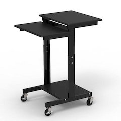 Gray 3 Shelf Adjustable Height Computer Workstation