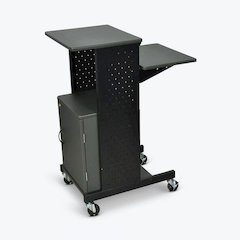 Gray 4 Shelf Mobile Presentation Station W/ Cabinet