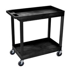 High Capacity 2 Tub Shelves Cart in Black