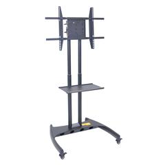 Adjustable Height Flat Panel Cart W/ Accessory Shelf and 90 Degree Rotating Mount