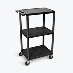 42"H Utility Cart - Three Shelves, Black