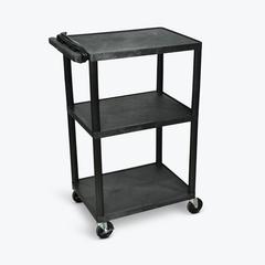 42"H Utility Cart - Three Shelves, Electric, Black