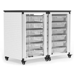 Modular Classroom Storage Cabinet - 2 side-by-side modules with 12 small bins