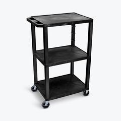 42"H 3-Shelf Utility Cart - Electric, Black
