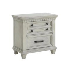 Antique White Nightstand with Usb Port and Two Drawers for Bedroom