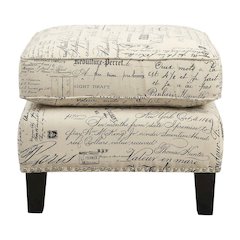 Upholstered Script Ottoman, Traditional Accent Footstool for Living Room,Brown