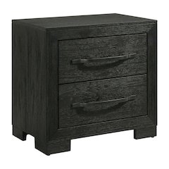 Black Modern Nightstand with 2 Drawers and Sleek Finish