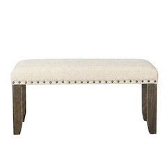 Polyester Upholstered Dining Bench, Traditional Accent Bench,White