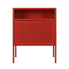 Modern Nightstand with USB Charging Port, Accent Bedside Table for Bedroom,Red