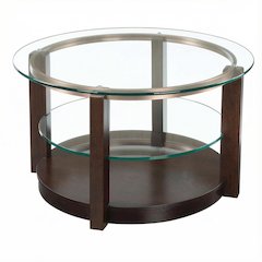 Espresso Coffee Table with Glam Finish and Durable Base for Living Room