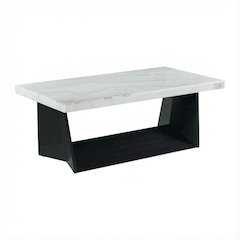 White Marble Coffee Table with Glam Finish and Sturdy Construction