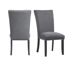 Upholstered Side Chair, Polyester Accent Chair for Dining Room,Gray, Set of 2