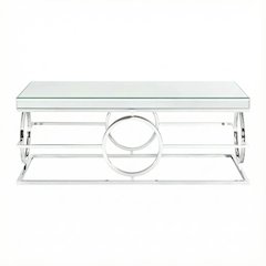 Rectangle Chrome Mirrored Coffee Table with Glam Finish and Sturdy Build