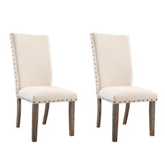 Upholstered Side Chair, Traditional Accent Dining Chair,White Set of 2