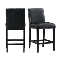 Upholstered Counter Height Side Chair, Transitional Accent Chair,Black, Set of 2