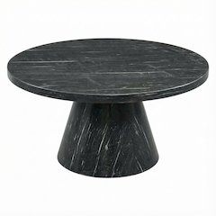 Round Grey Coffee Table with Glam Finish and Sturdy Design, 1-Piece