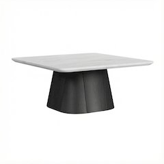 White and Black Modern Coffee Table with Durable Finish and Single Piece Design