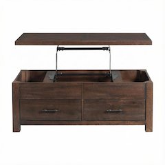 Cherry Lift Top Coffee Table with Storage Drawer and Transitional Design