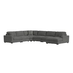 Mesa Modular 6PC Sectional Set with RHF Chaise in Steno Charcoal