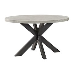 Edge 5PC Dining Set in Espresso-Round Table and Four Light Grey Fabric Chairs