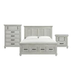 Windom King Storage Bed in Antique White