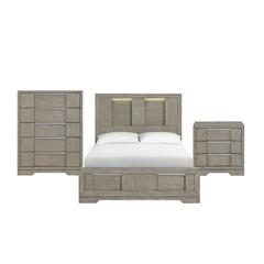 Argo Queen Panel Bed with LED in Grey