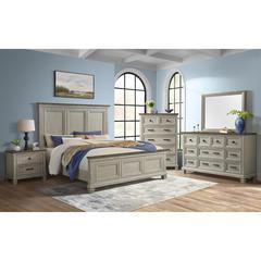 Bloomfield Dresser and Mirror Set in Medium Brown and Washed Stone