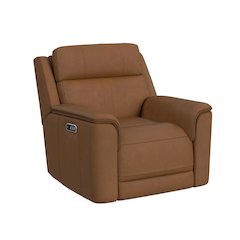 Mustang Power Motion Recliner with Power Headrest and Lumbar in Aline Butternut