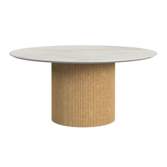 Sutton 2PC Table Set with White Faux Marble Base Natural-Coffee Table End Table