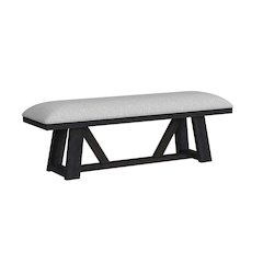 Pinnacle Dining Bench with Light Grey Fabric in Charcoal