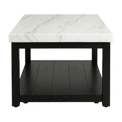 Marble Top Rectangle Coffee Table, Transitional Cocktail Table,White