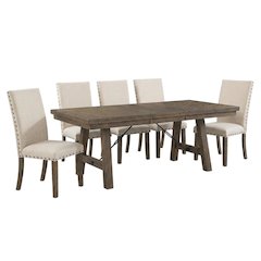 7-Piece Dining Set with Polyester Upholstered Chairs for Traditional Dining Room