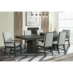 7PC Standard Height Dining Set-Table, Four Side Chairs & Two Arm Chairs in Gray