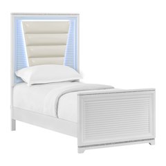 Xena Twin UPH Bed with Lights in White