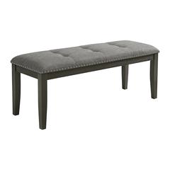Eve Bench w/ Grey Fabric and Nail Heads in Charcoal