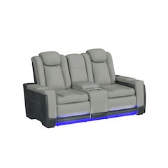 Power Motion Loveseat with Headrest, Led, and Console in Rocky Cement/Charcoal