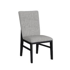 Megan Dining Side Chair with Grey Fabric in Black (2 Per Carton)