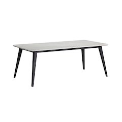 Megan Dining Table with White Faux Marble Top in Black