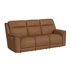 Power Motion Sofa, Wireless Charger,Power Headrest and Lumbar in Aline Butternut