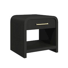 Woodridge End Table with USB in Black with Grain