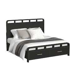 Ridgemont King Storage Bed in Black with Grain