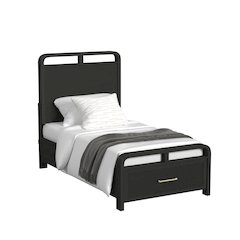 Ridgemont Twin Storage Bed in Black with Grain
